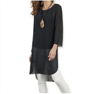 Soft Surroundings Jennifer Blouse Tunic Length - Medium - Black